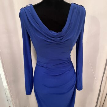Cache Blue Cowl Neck Dress